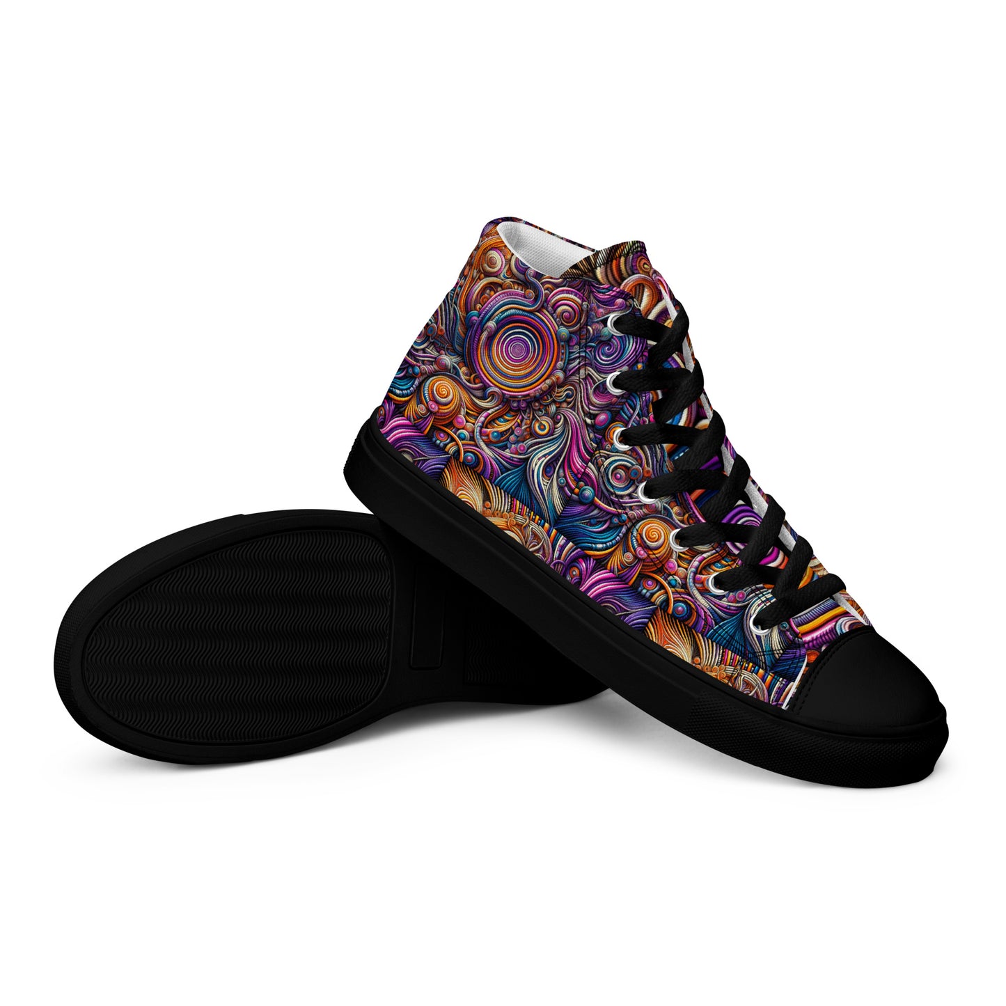 Men’s high top canvas shoes - Swirling lines