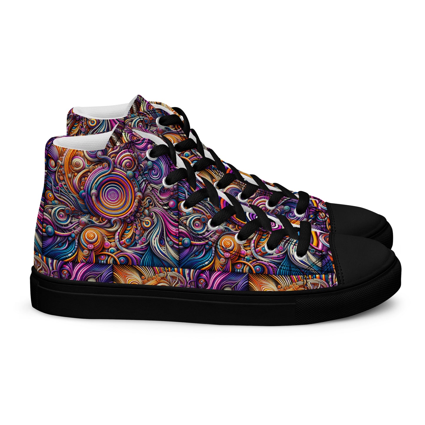 Men’s high top canvas shoes - Swirling lines