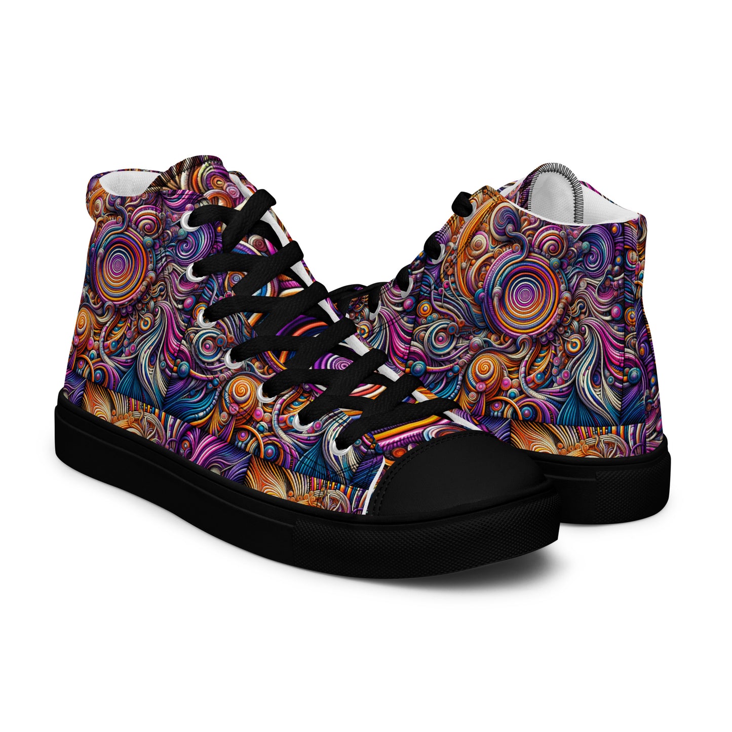 Men’s high top canvas shoes - Swirling lines