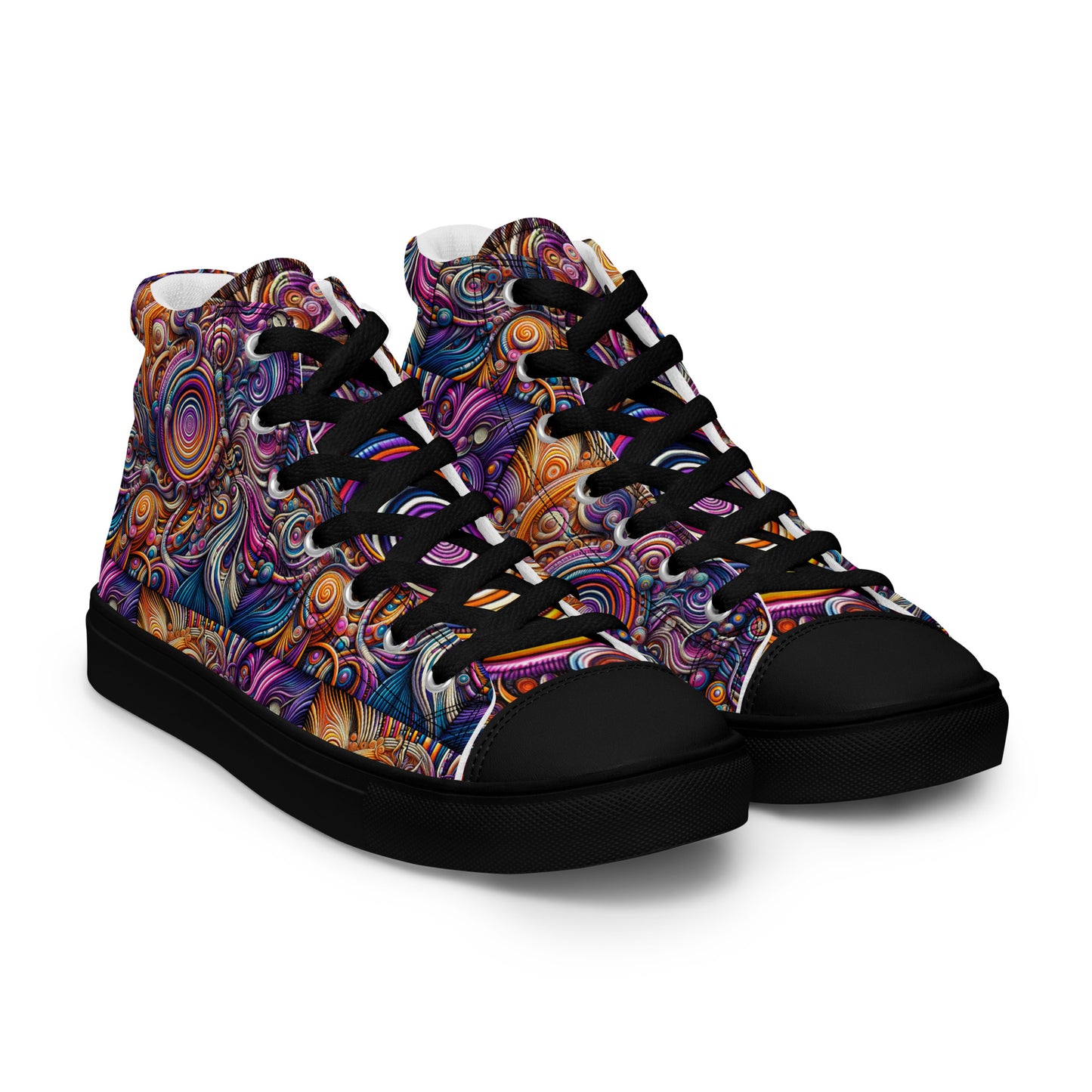 Men’s high top canvas shoes - Swirling lines