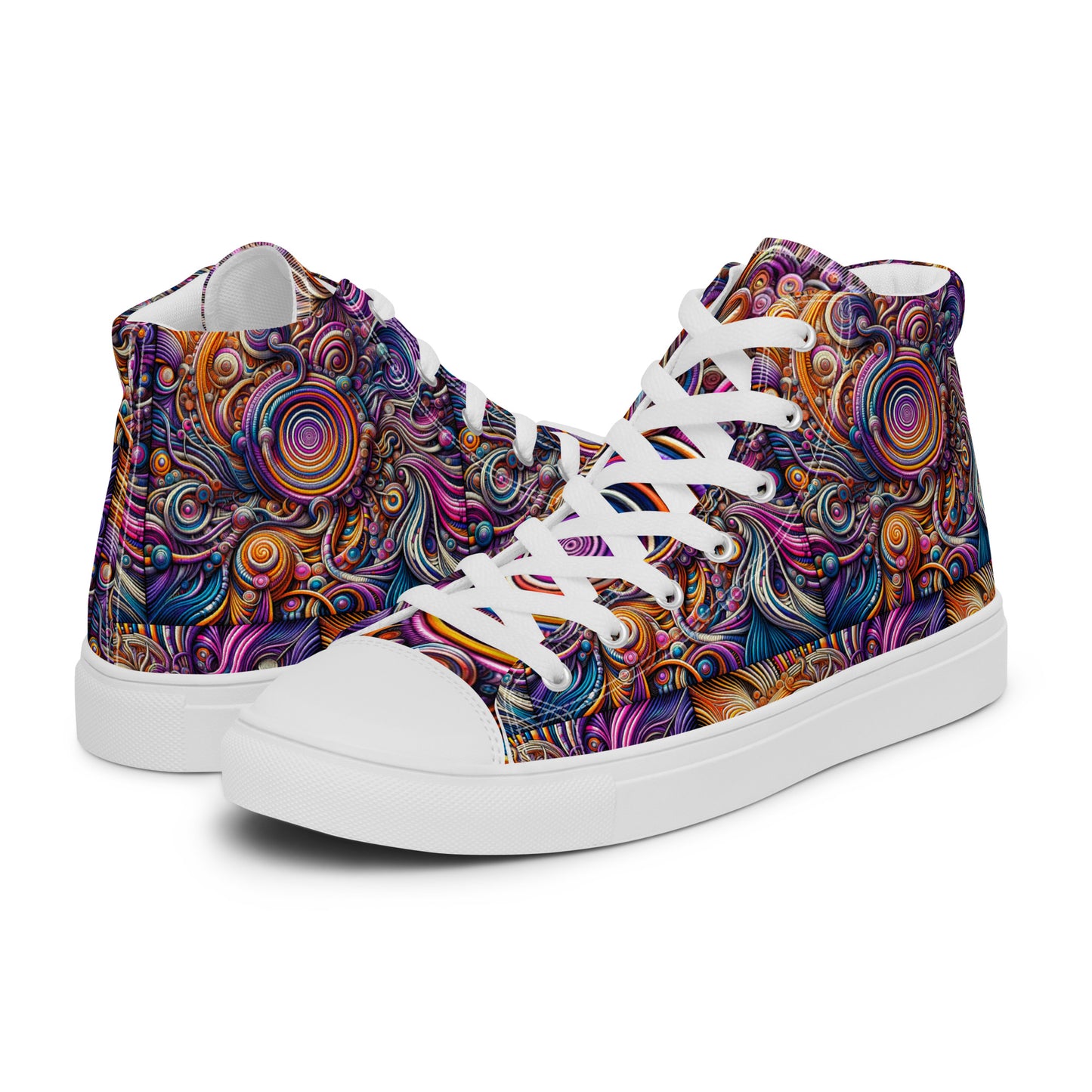 Men’s high top canvas shoes - Swirling lines