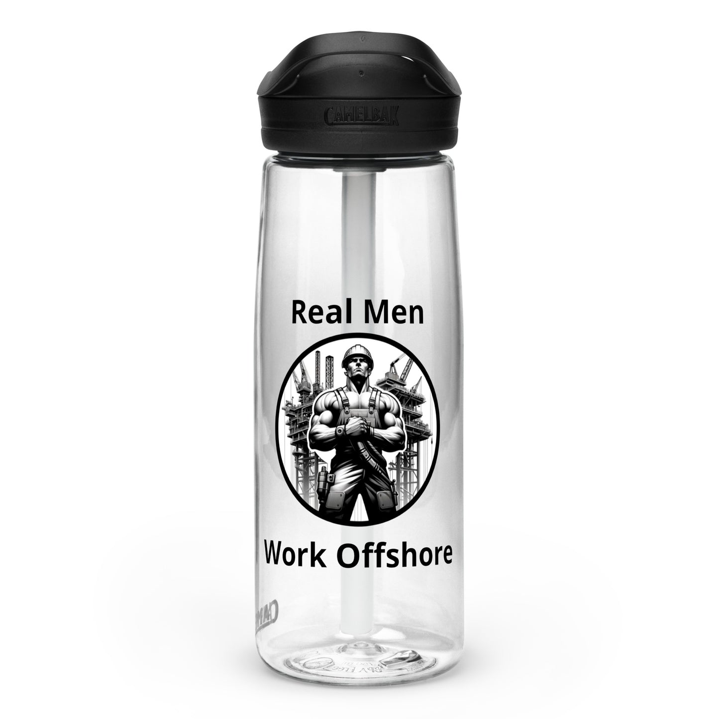 Sports water bottle - Real Men Work Offshore 1