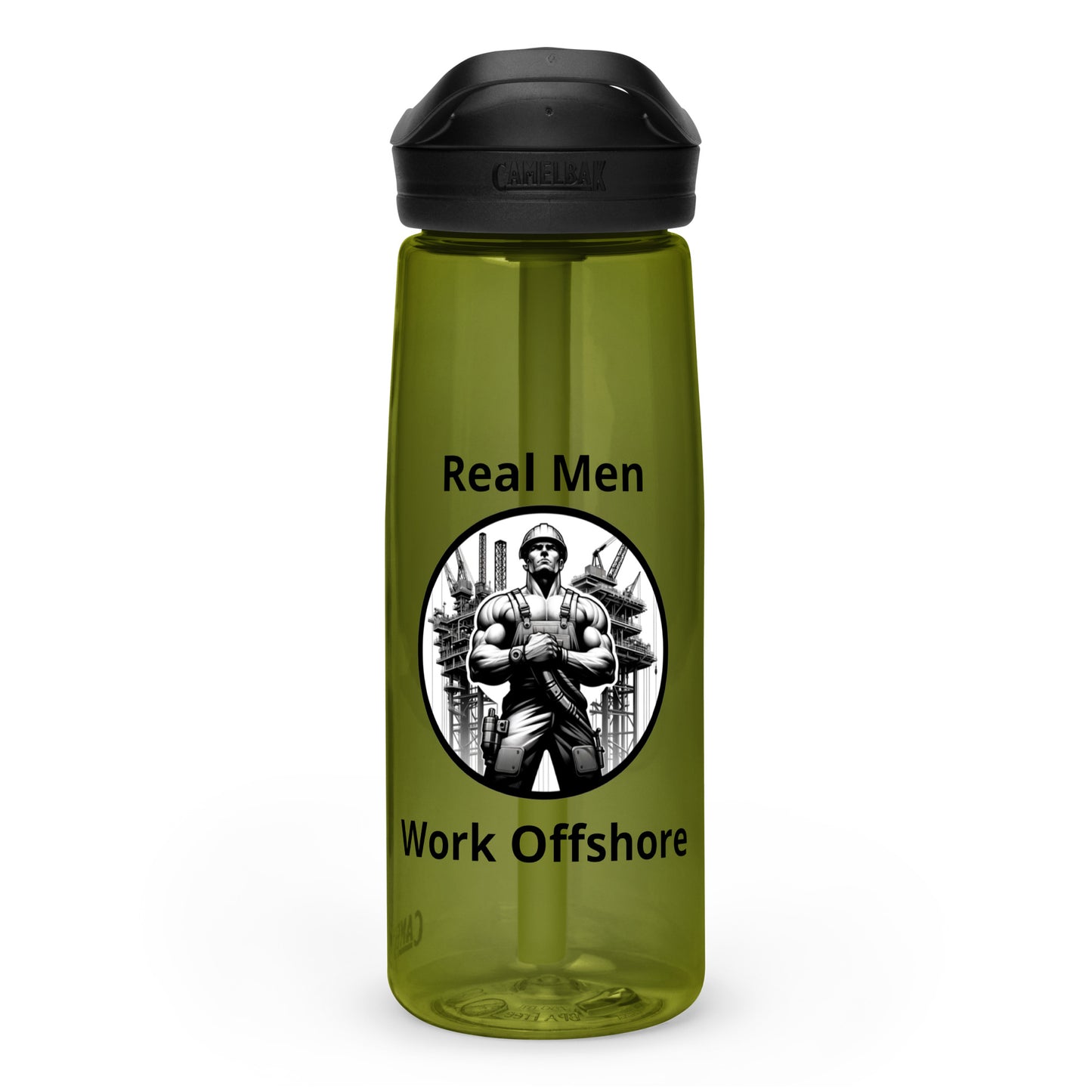 Sports water bottle - Real Men Work Offshore 1