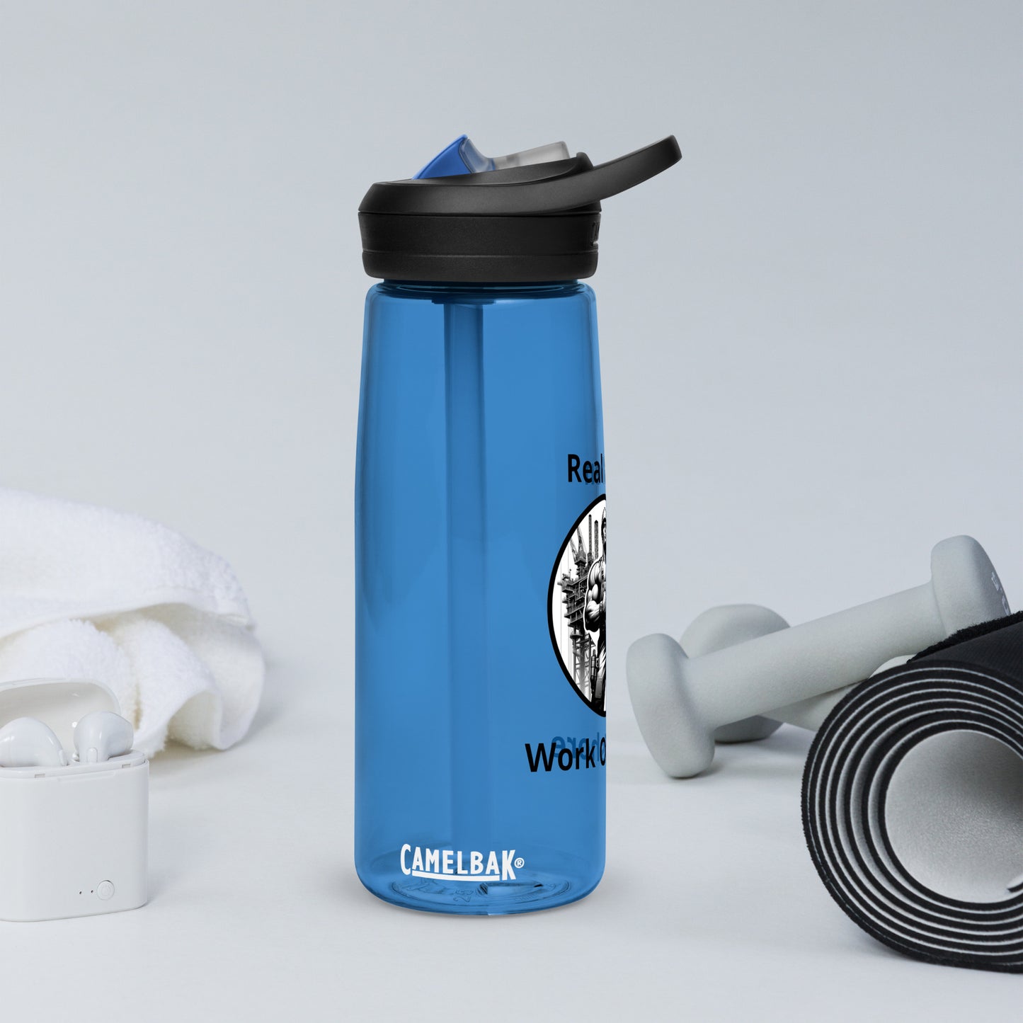 Sports water bottle - Real Men Work Offshore 1