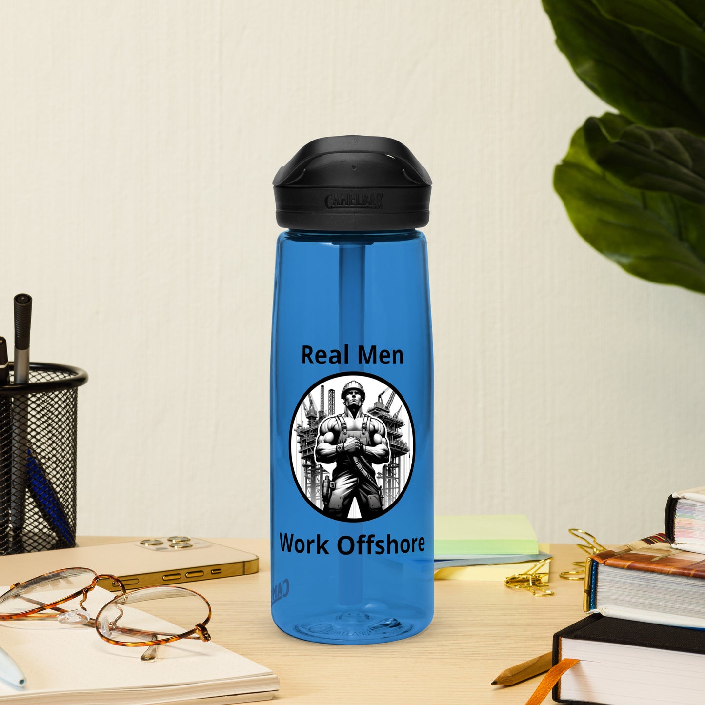 Sports water bottle - Real Men Work Offshore 1