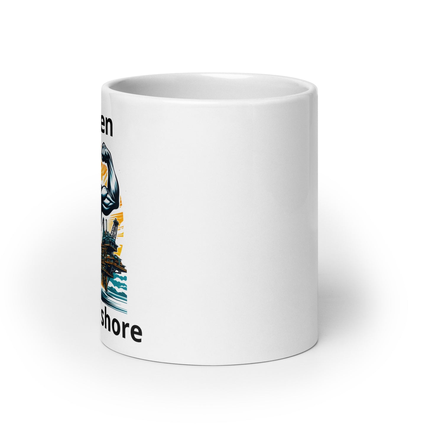 White glossy mug - Real Men Work Offshore 3