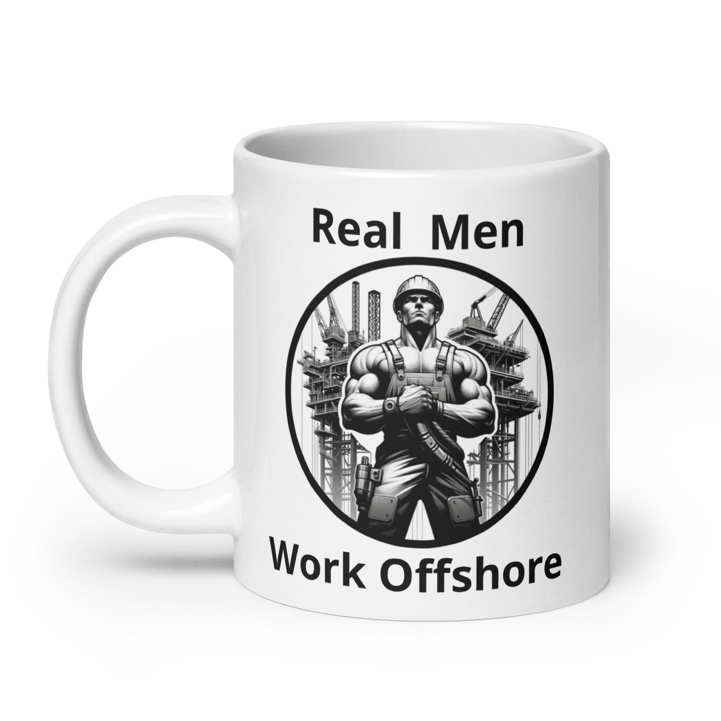 White glossy mug - Real Mn Work Offshore 1