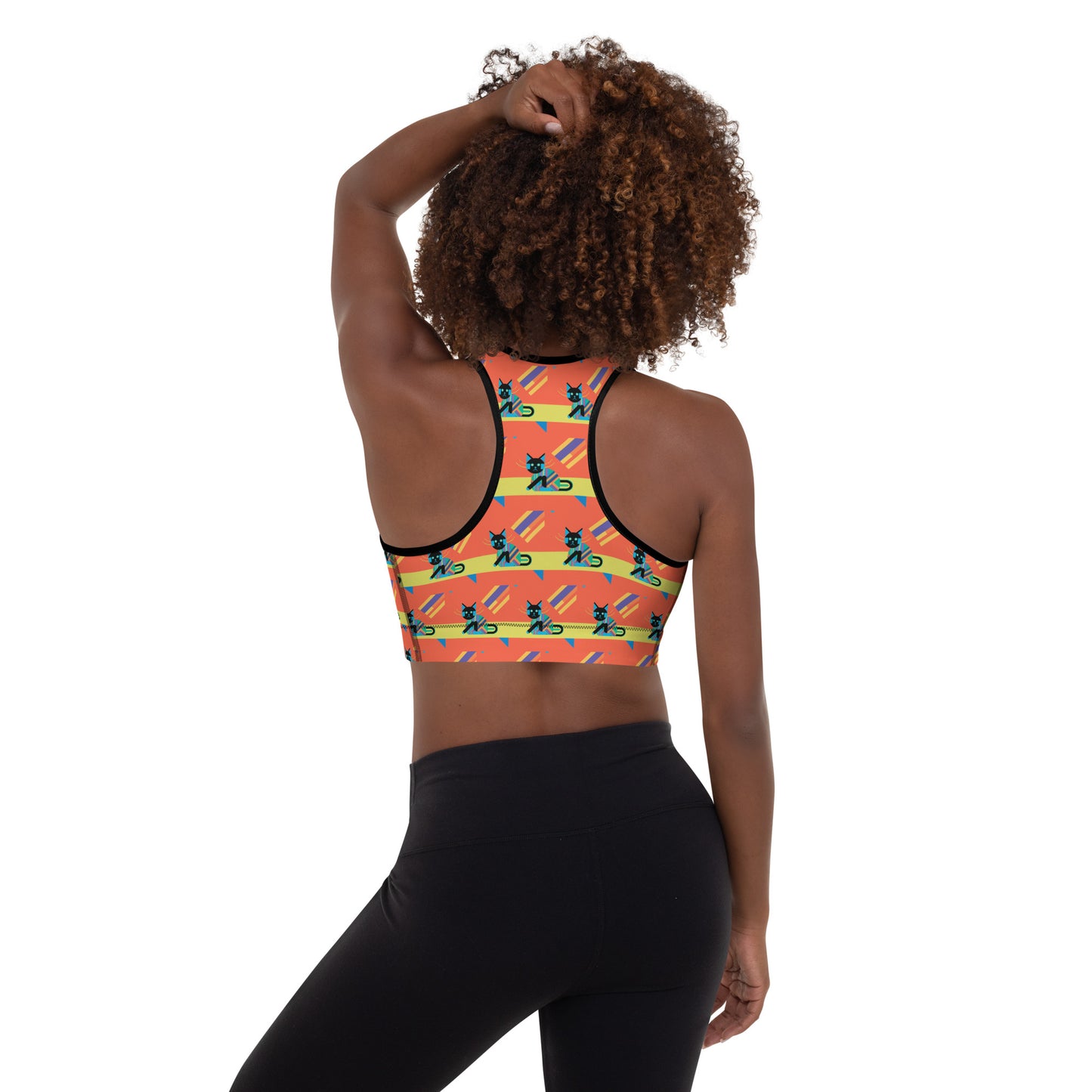 Padded Sports Bra - Crazy Cat