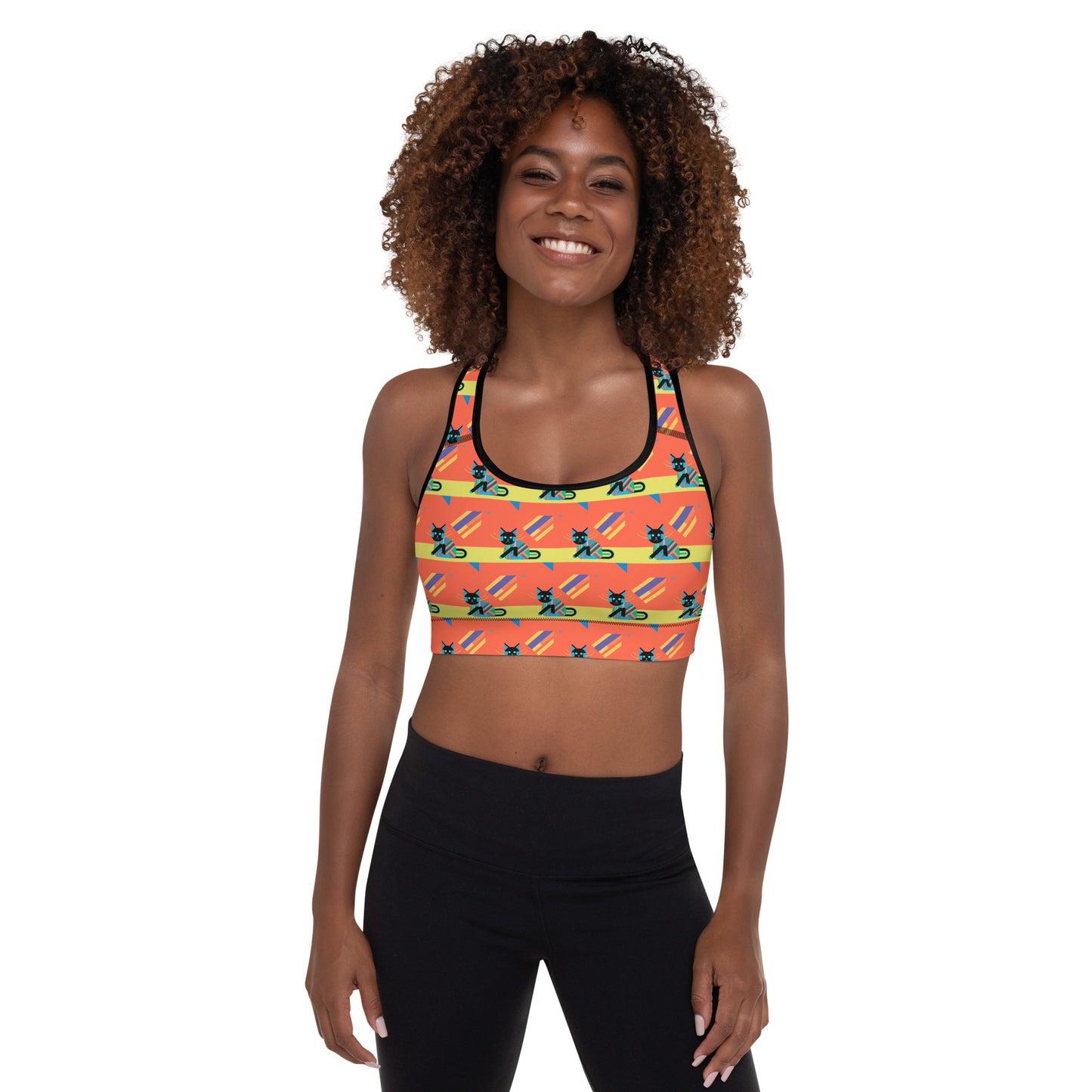 Padded Sports Bra - Crazy Cat