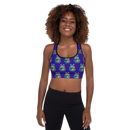 Padded Sports Bra - Blue Dog