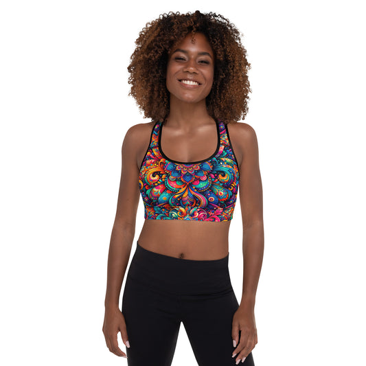 Padded Sports Bra - Owl Flowers