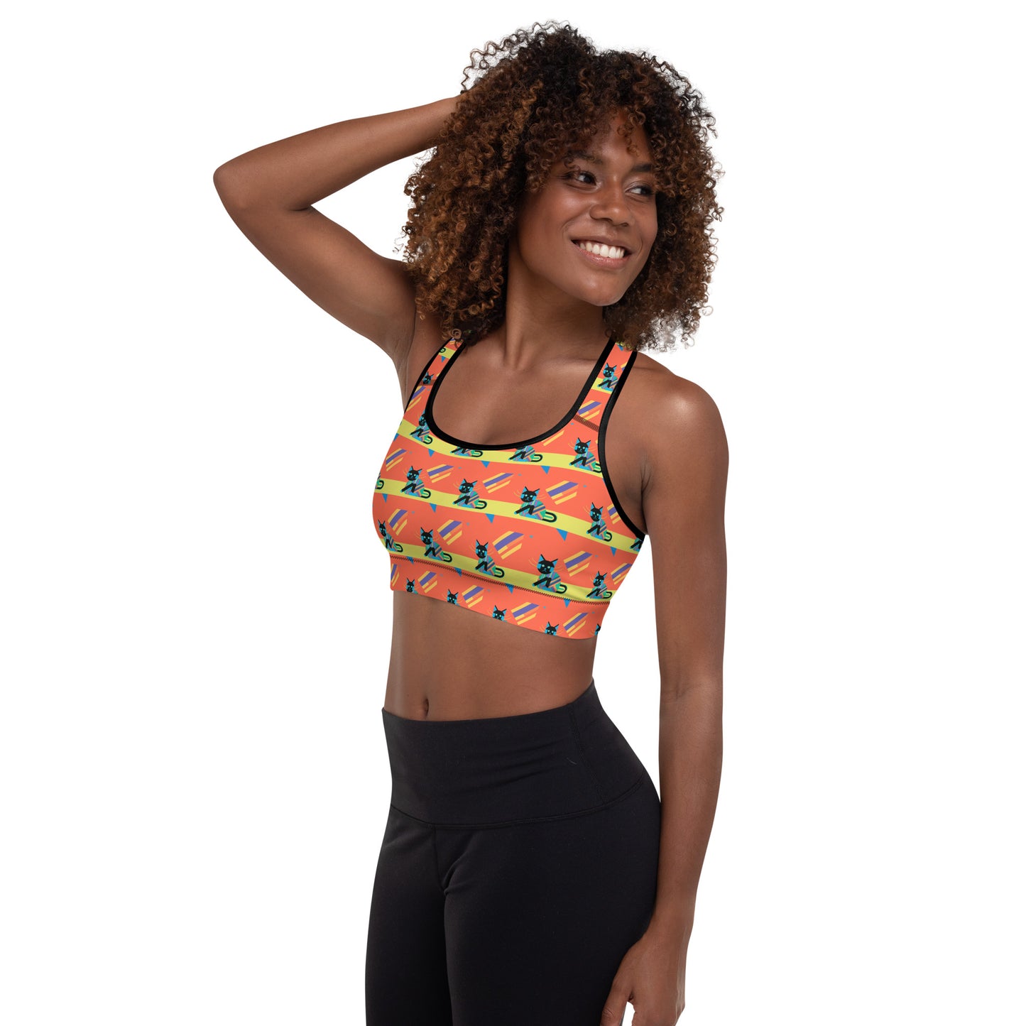 Padded Sports Bra - Crazy Cat