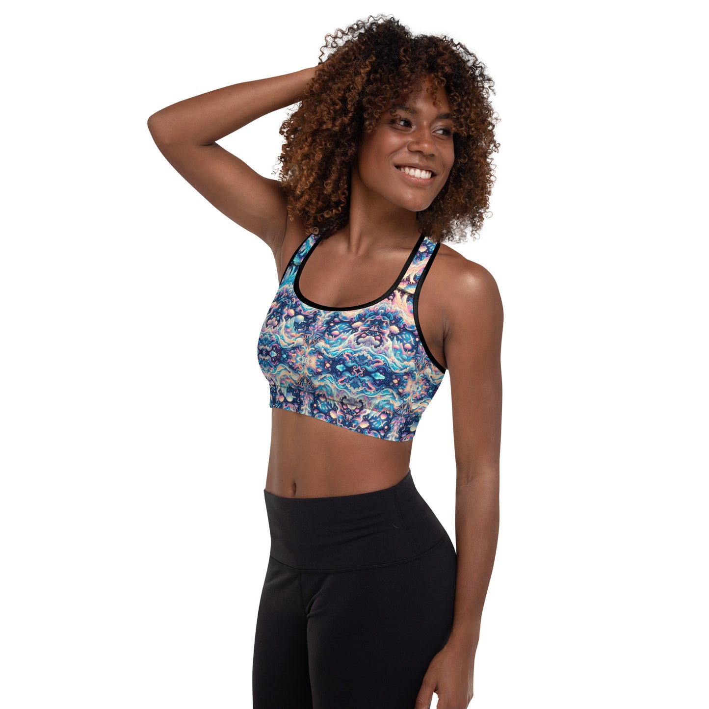 Padded Sports Bra - Night Magical Garden