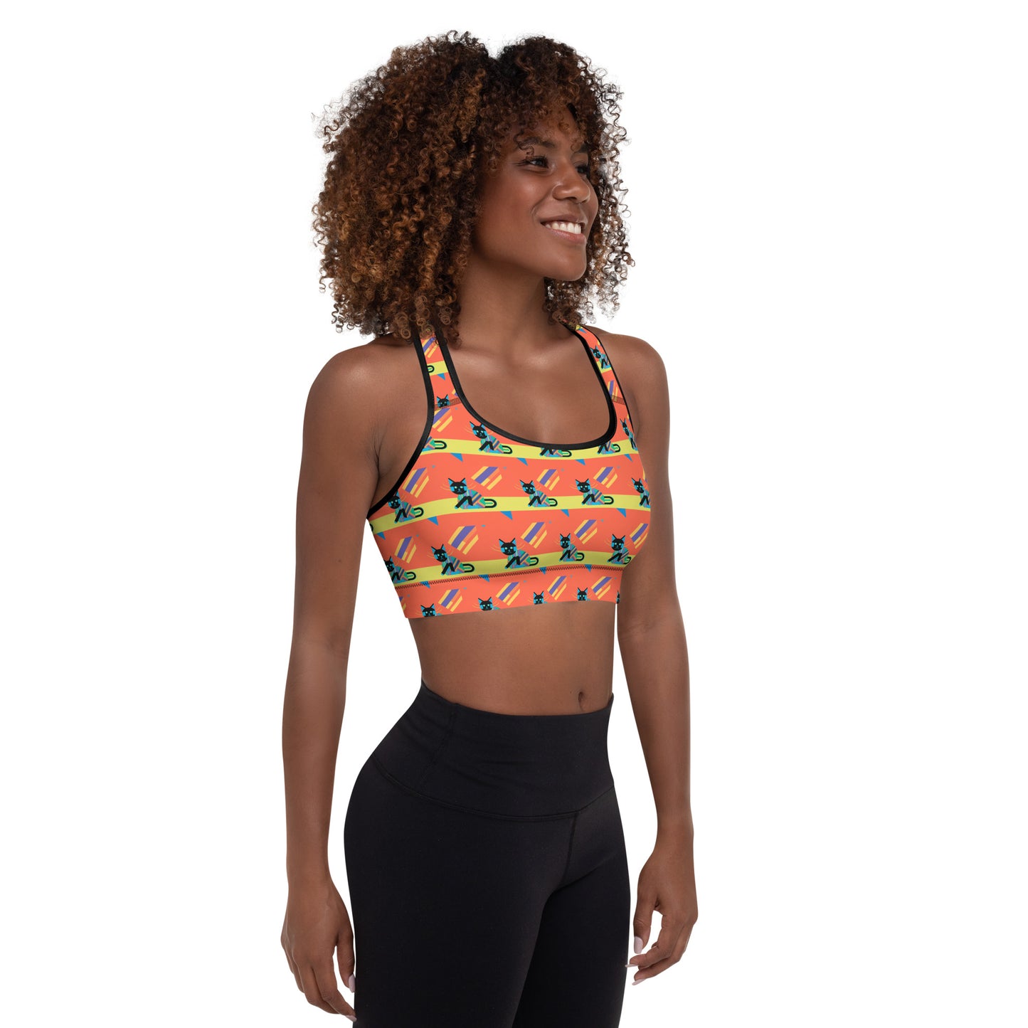 Padded Sports Bra - Crazy Cat